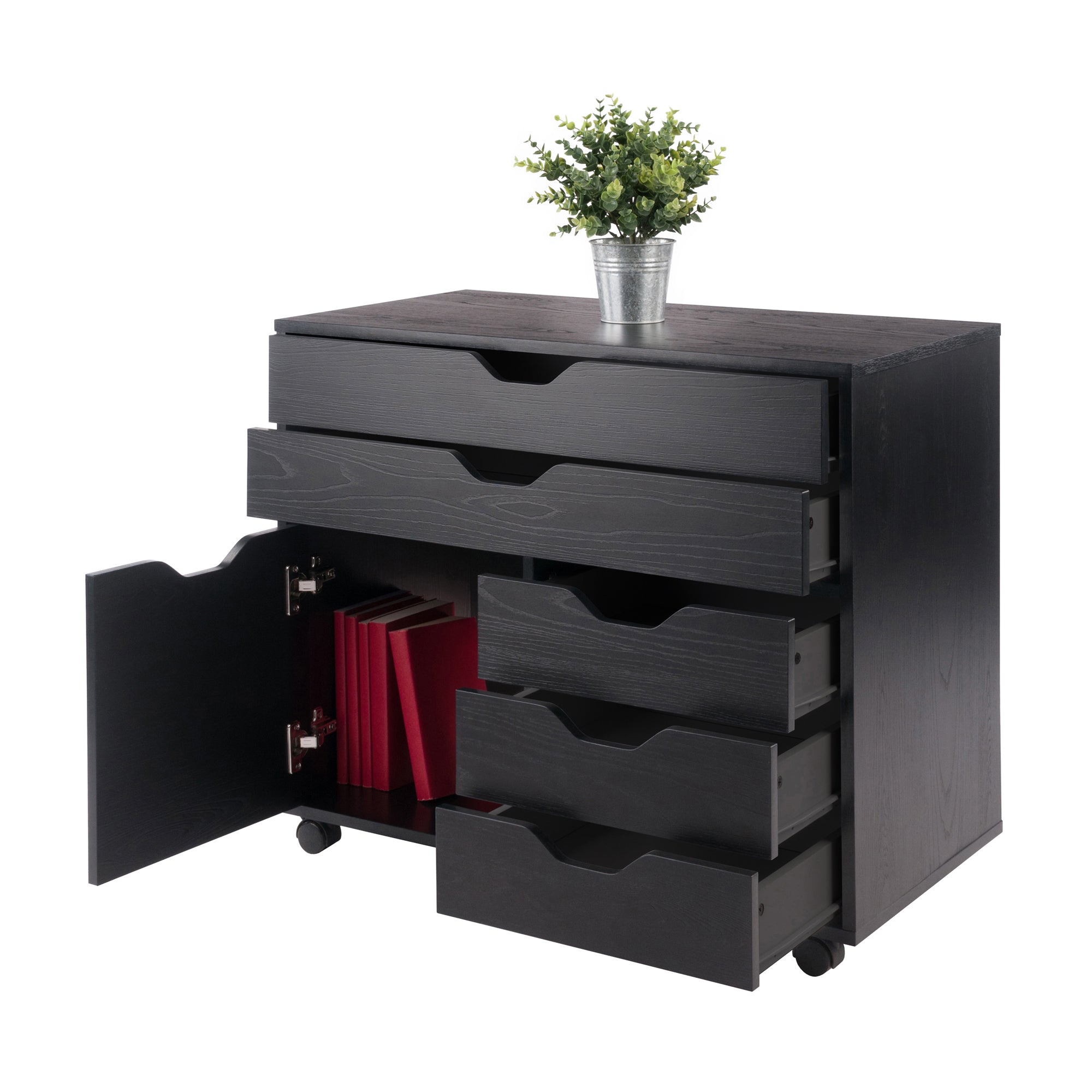 Halifax 3-Section Multi-Storage Mobile Cabinet, Black