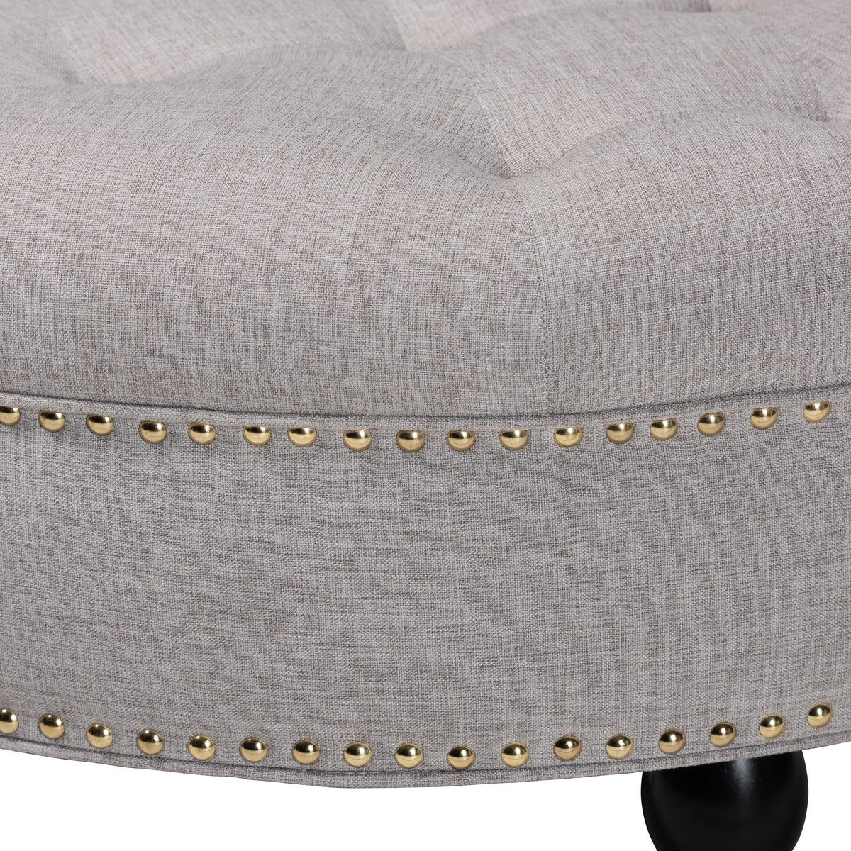 Palfrey Beige Linen Modern Tufted Ottoman