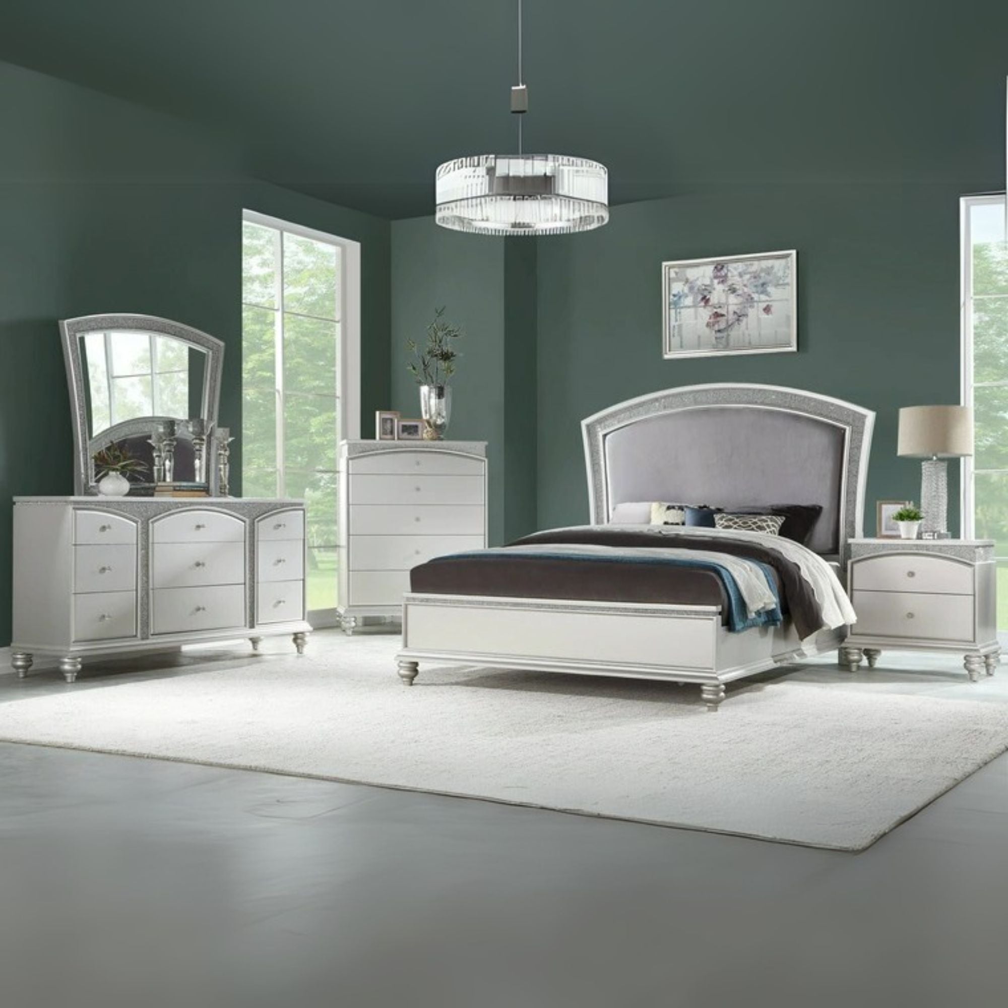 Rhinestone Maverick Collection Cal King Upholstered Bed – Soft Fabric Finish with Clean Lines