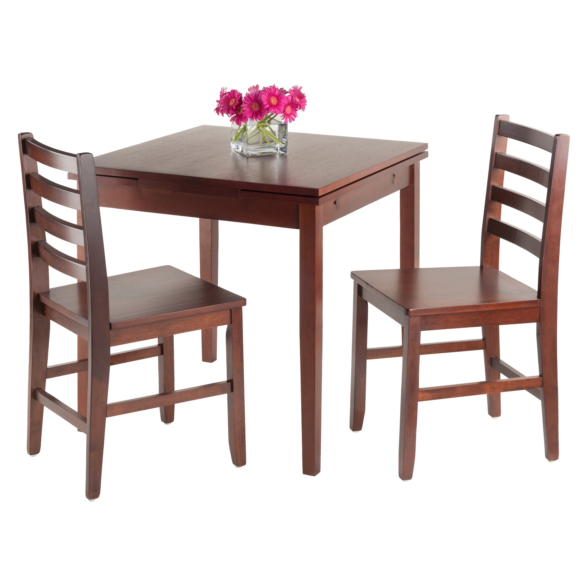 Pulman 3-Pc Dining Table with Ladder-back Chairs, in Walnut