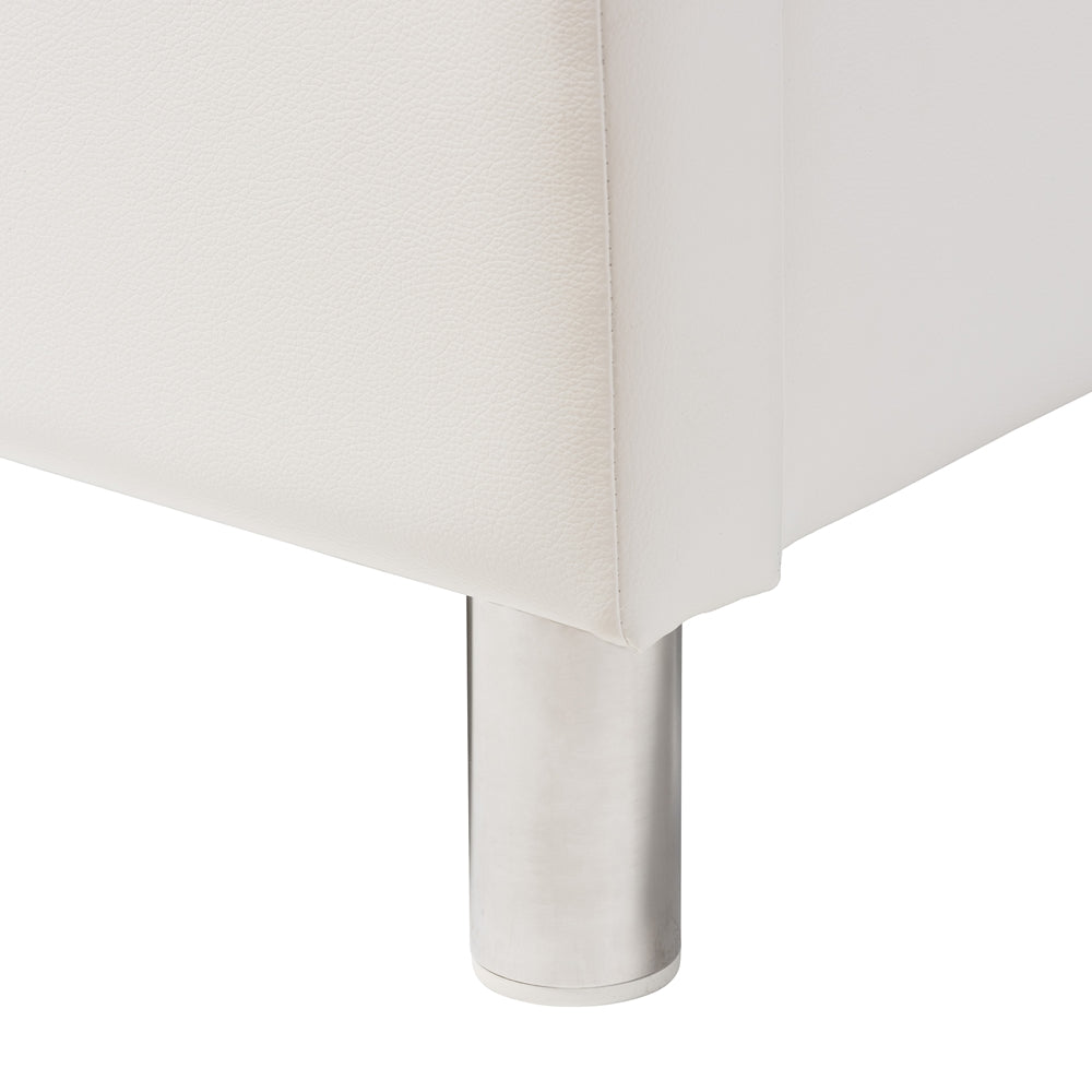 Magi Full White Faux Leather Bed Set – Glam 3-Piece Bedroom Suite