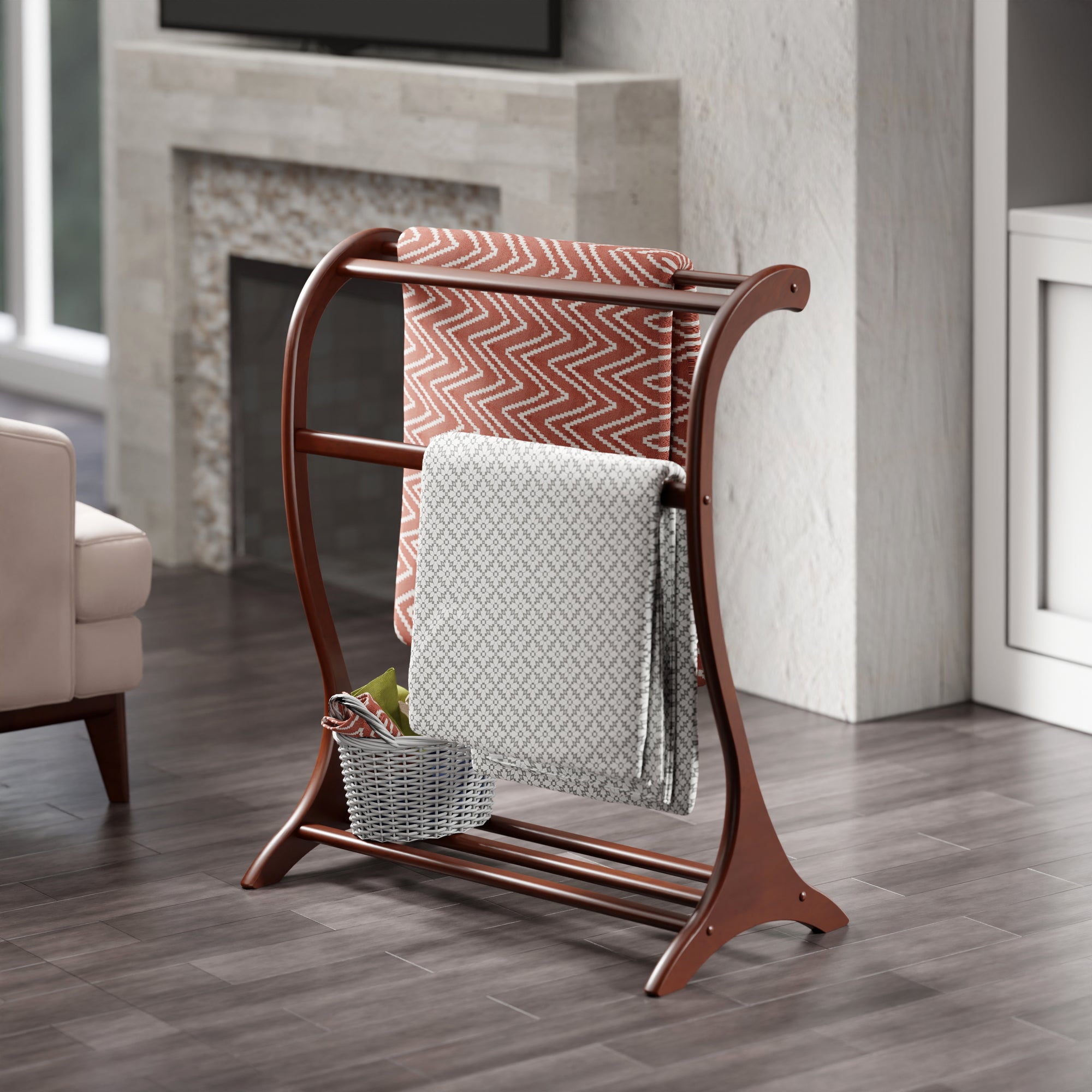 Bella Blanket Rack, Walnut Finish