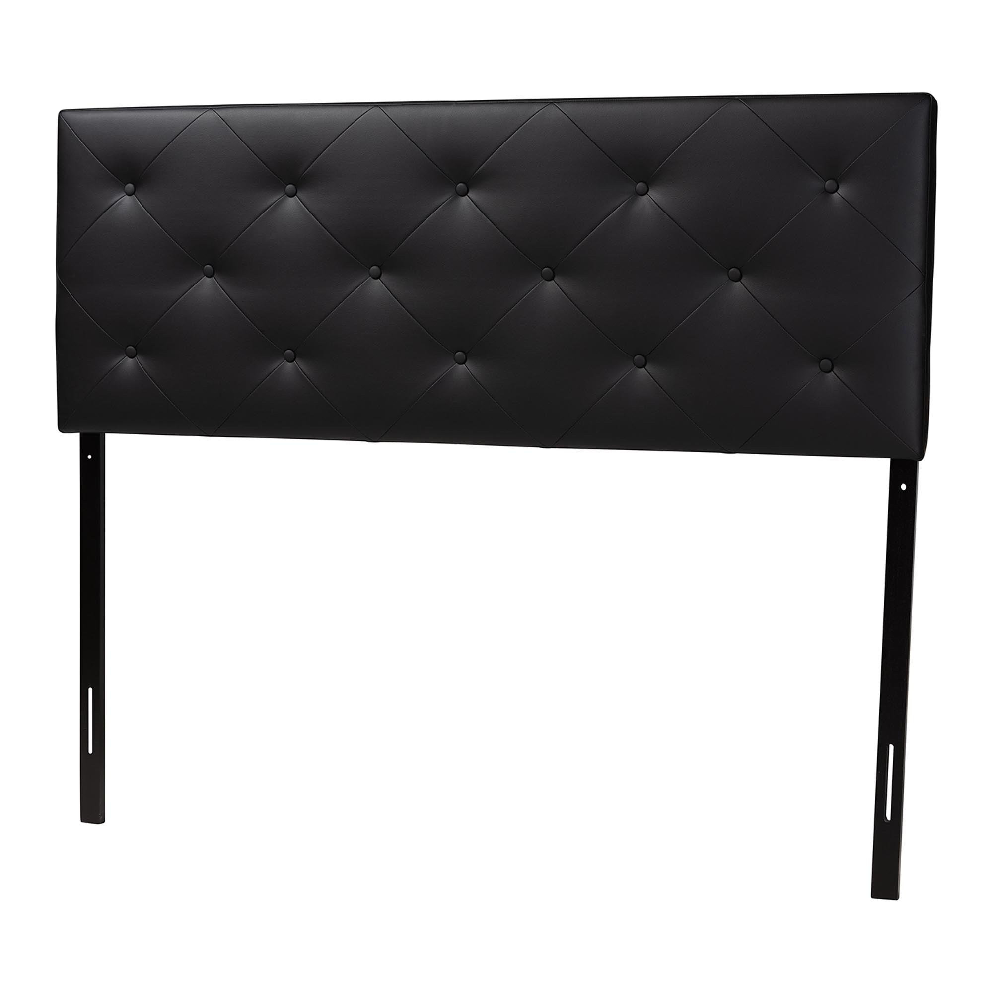 Baltimore Modern and Contemporary Queen Black Faux Leather Upholstered Headboard