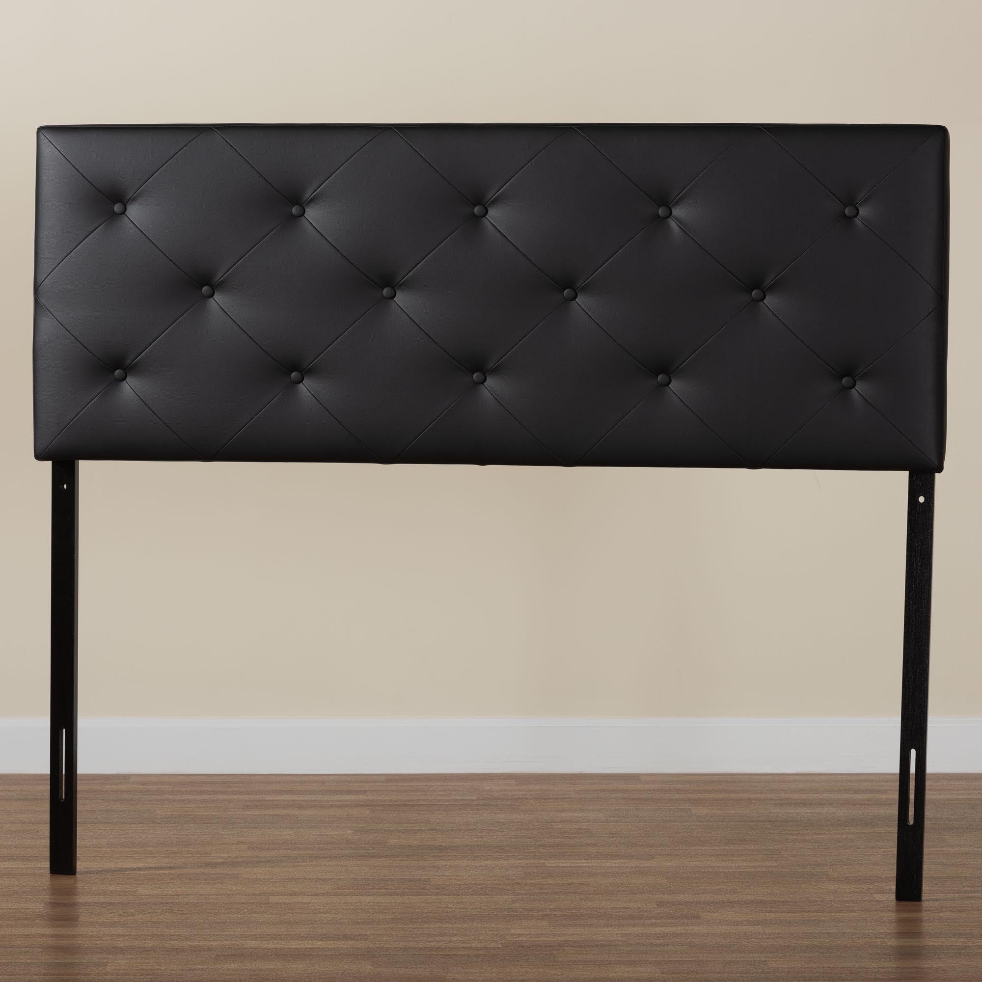 Baltimore Modern and Contemporary Queen Black Faux Leather Upholstered Headboard