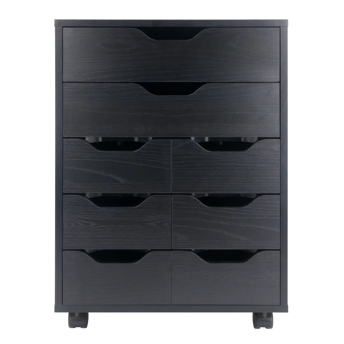 Norfolk 6 Bins, 2 Drawer Mobile Cabinet, Black Finish
