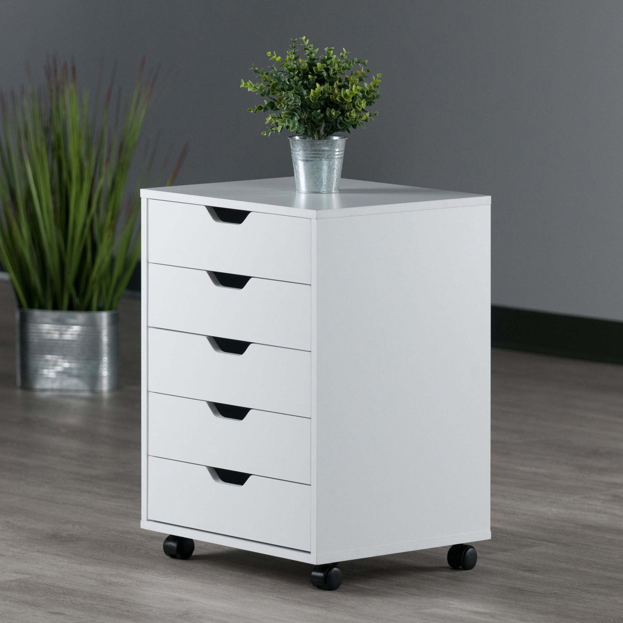 Halifax 5-Drawer Mobile Cabinet, White