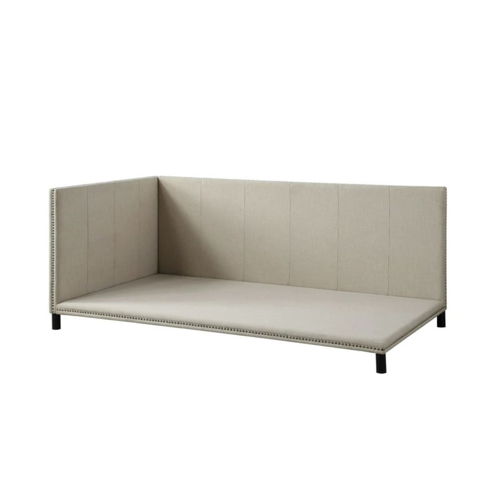 Vivaldi Yinbella Beige Linen Full Daybed – Classic Look with Tufted Sides & Trim Accents