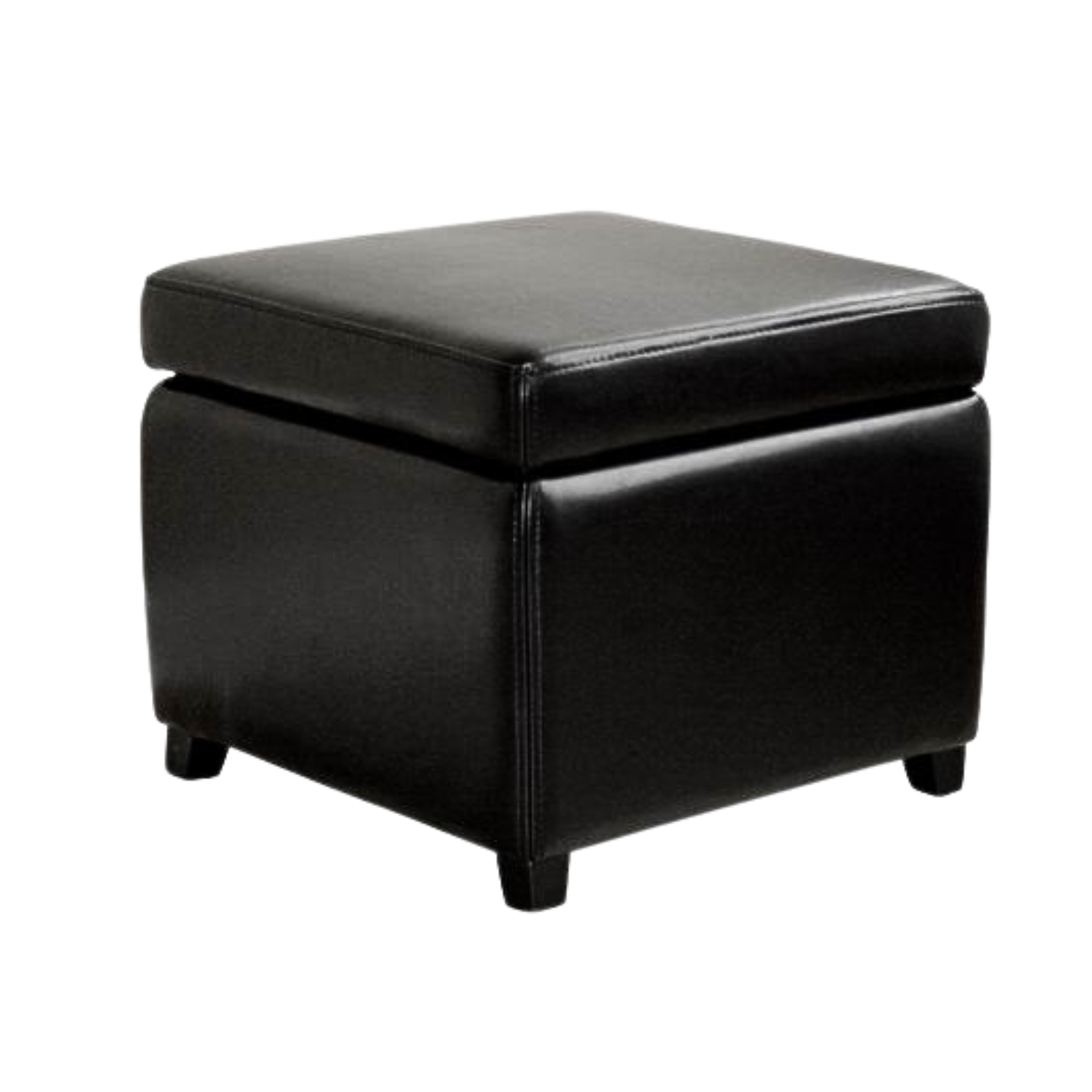 Small Storage Cube Ottoman in Faux Leather Upholstery