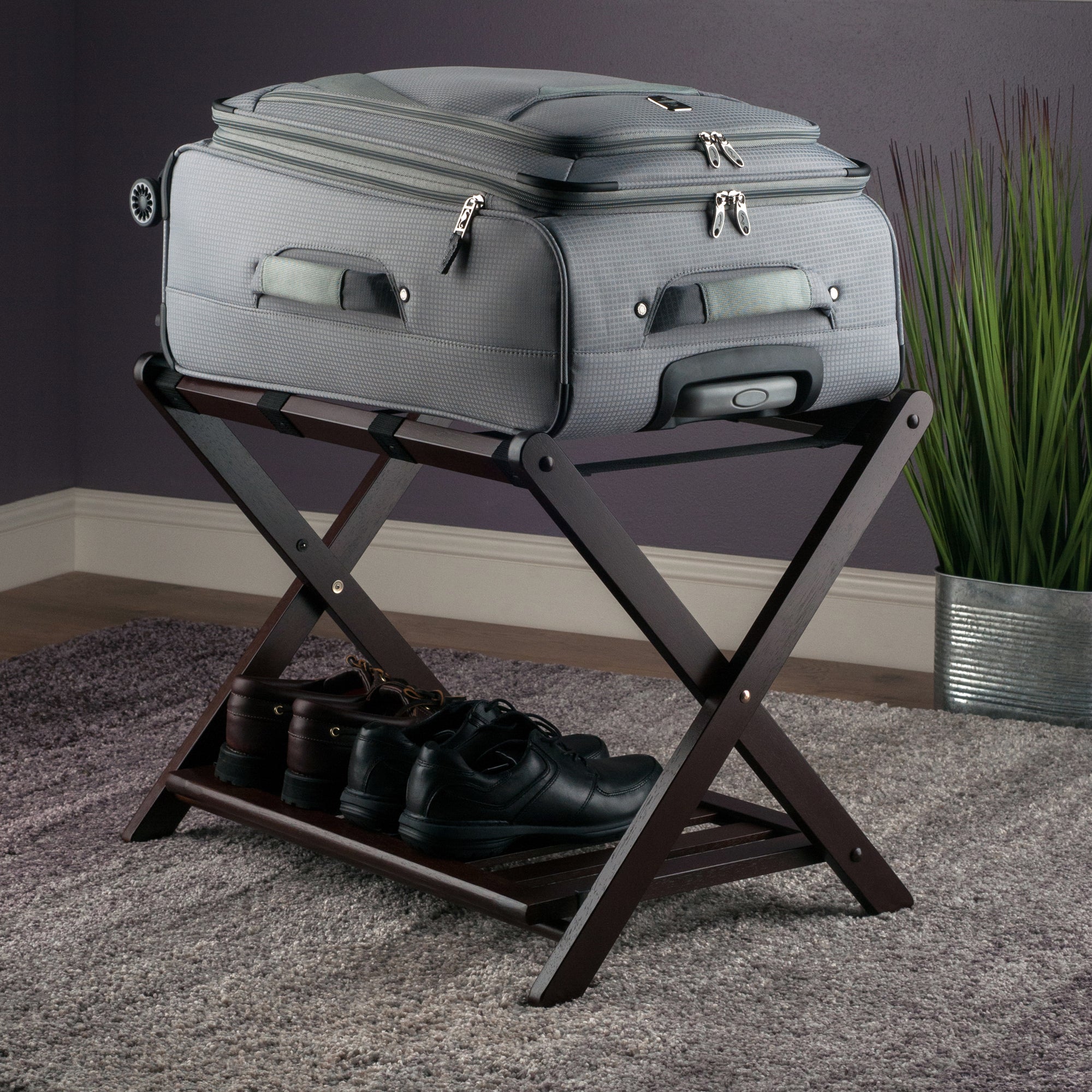 Reese Luggage Rack, Shelf, Cappuccino