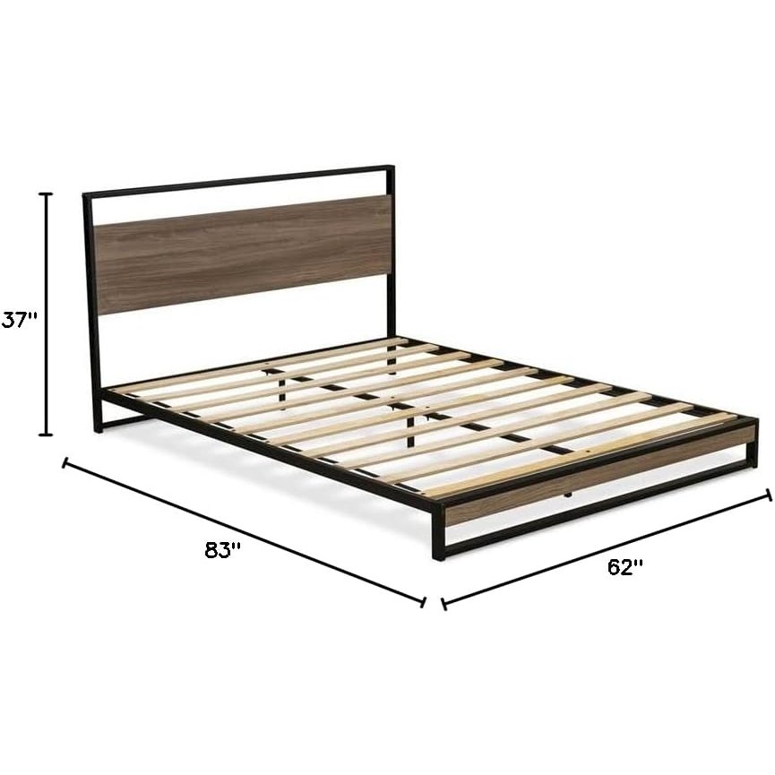 Rowan Wilson Queen Engineered Wood Platform Bed Black & Weathered Wood Low Profile Frame