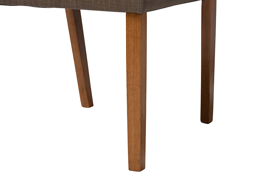 Montreal Mid-Century Dark Walnut Wood Grey Faux Leather Dining Chairs (Set of 2)