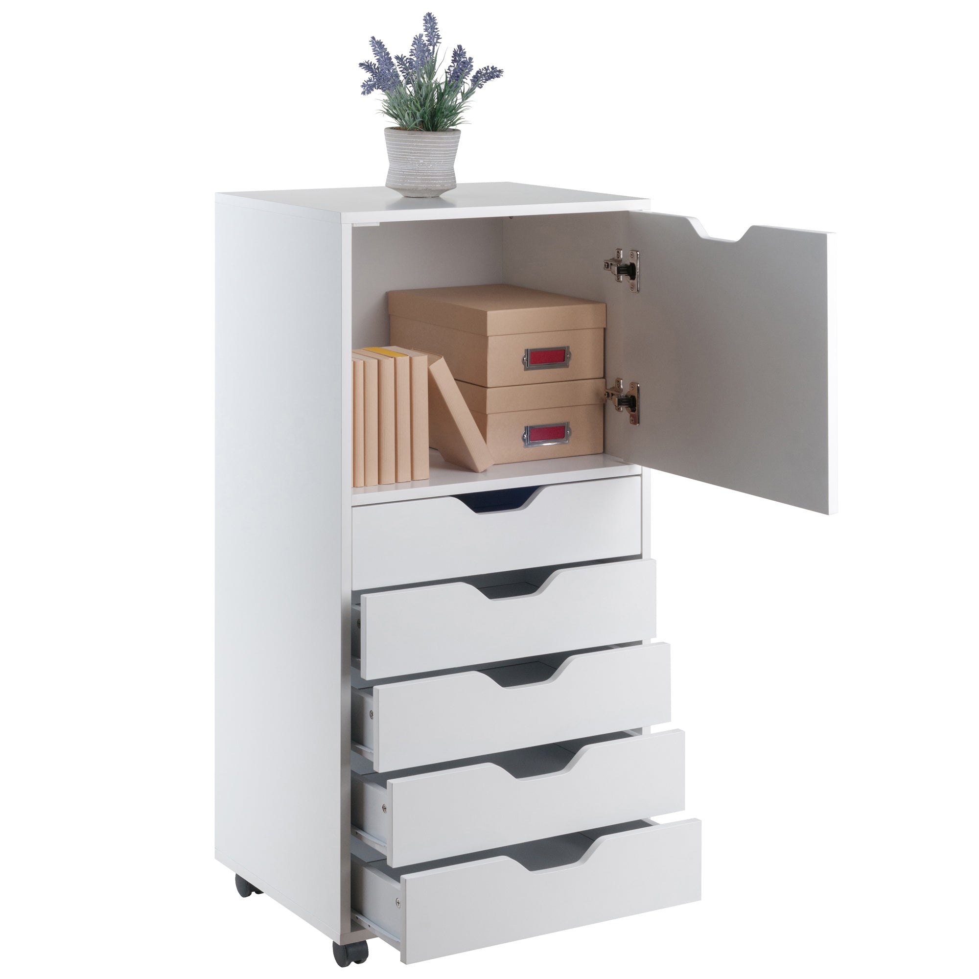 Halifax 5 Drawer Storage Mobile Cabinet, White