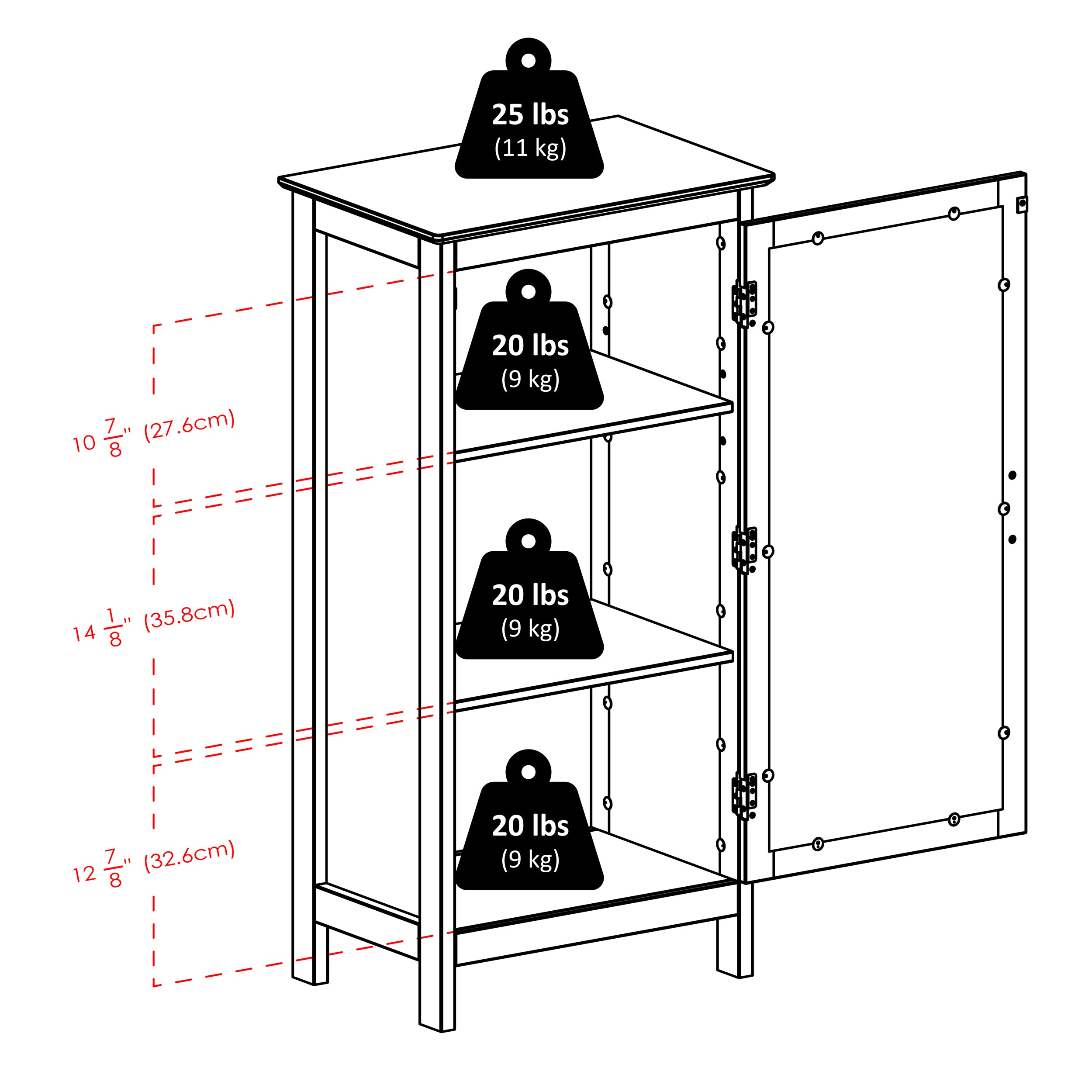 Wood Poppy Display Cabinet, Glass Door, Black