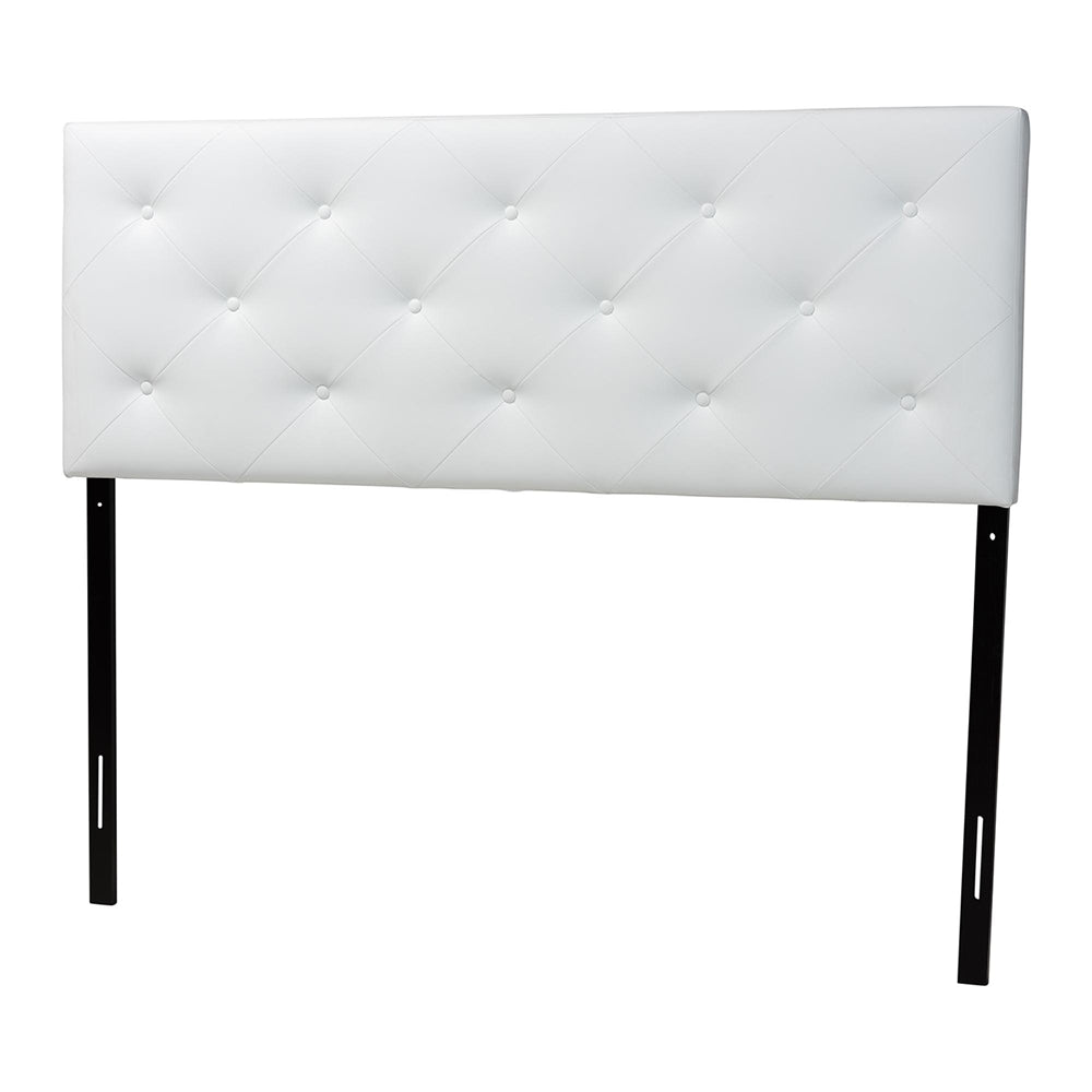 Baltimore Modern and Contemporary King White Faux Leather Upholstered Headboard