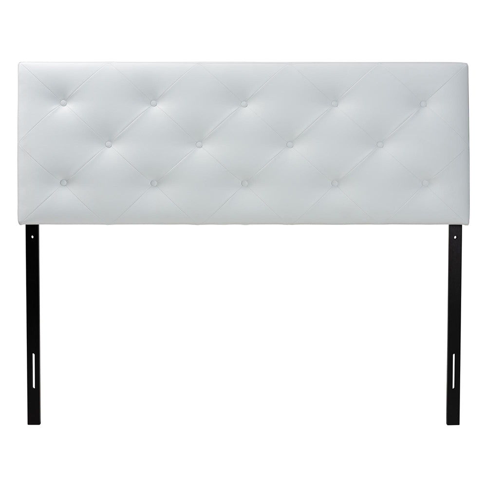 Baltimore Modern and Contemporary King White Faux Leather Upholstered Headboard