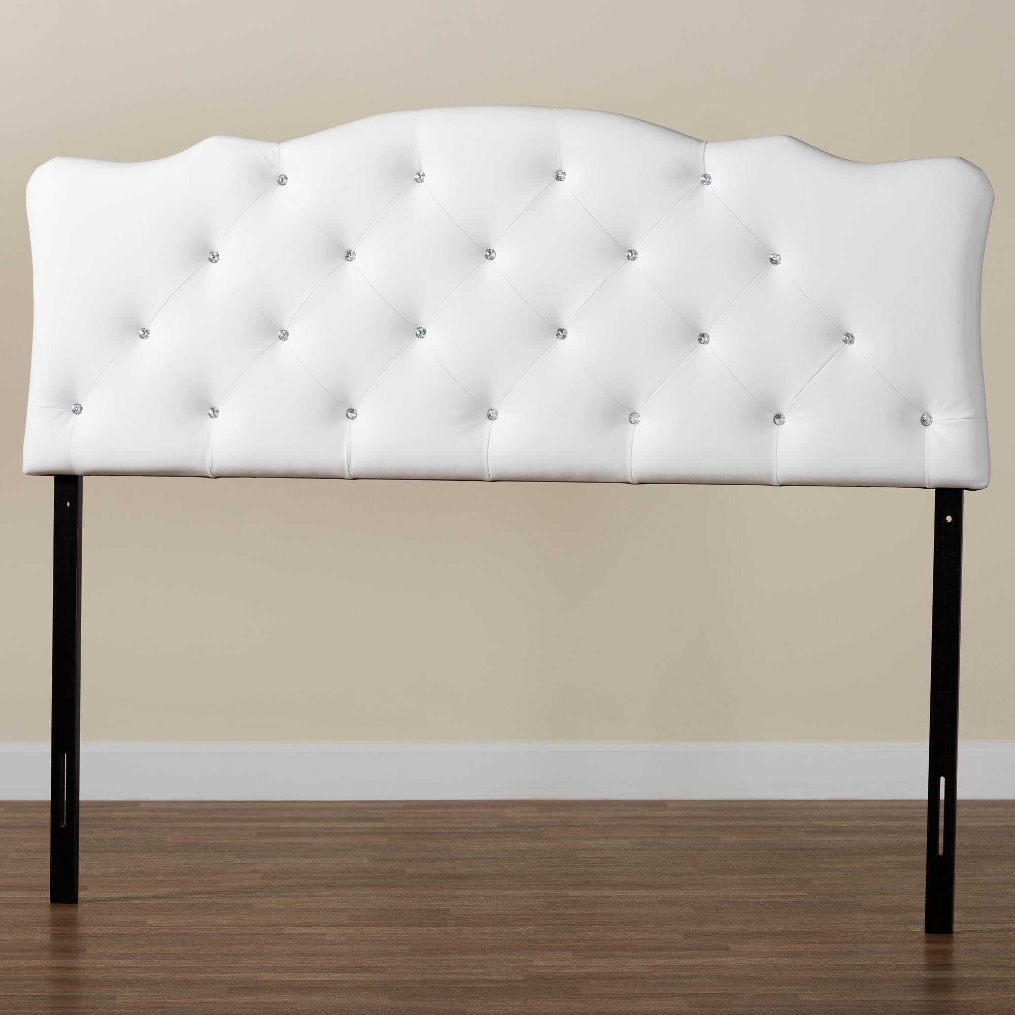 Rita Modern and Contemporary Full Size White Faux Leather Upholstered Button-tufted Scalloped Headboard