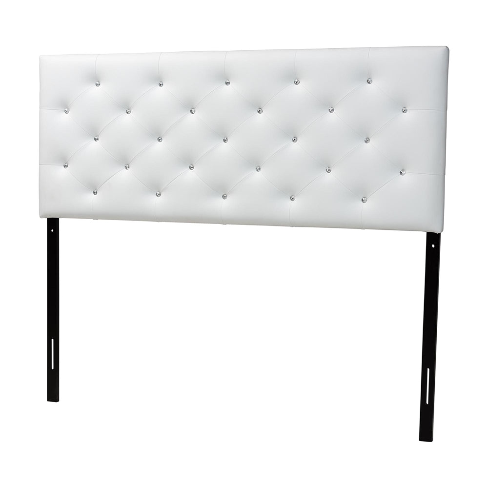 Viviana Modern and Contemporary White Faux Leather Upholstered Button-tufted Queen Size Headboard