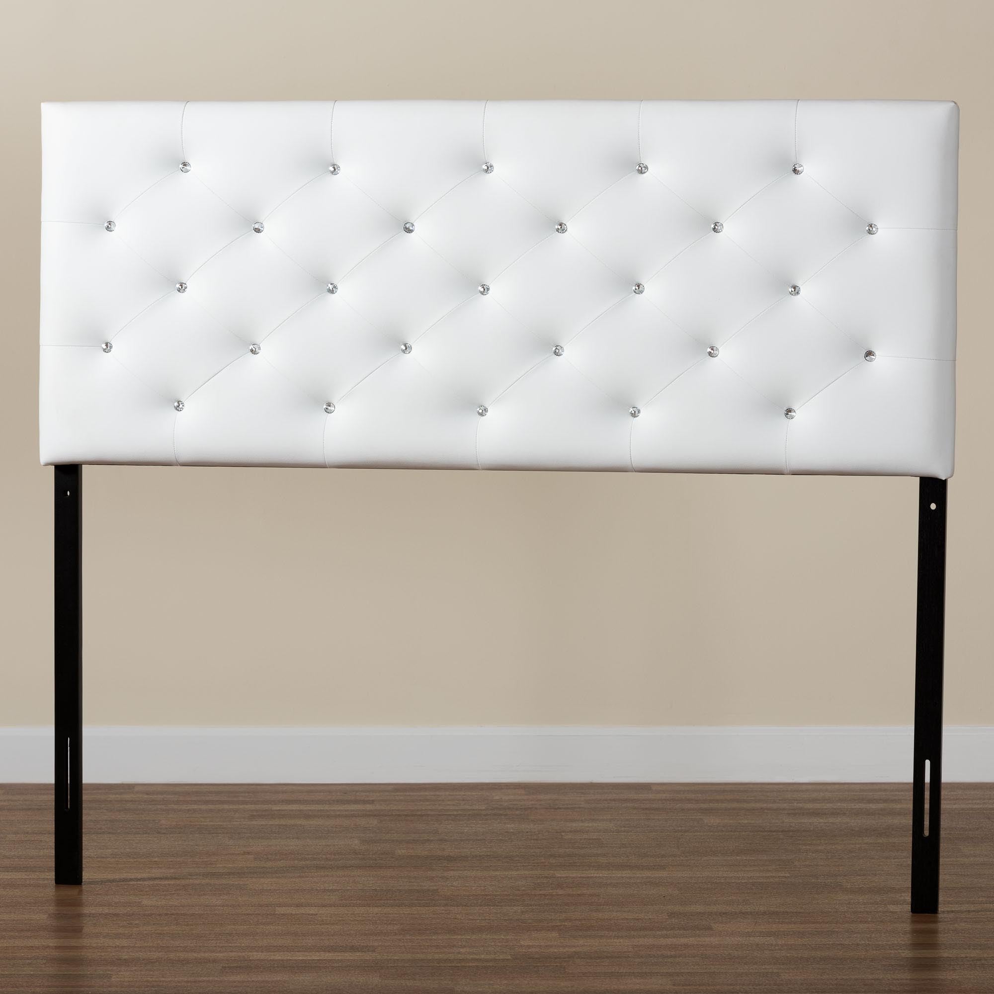 Viviana Modern and Contemporary White Faux Leather Upholstered Button-tufted Queen Size Headboard