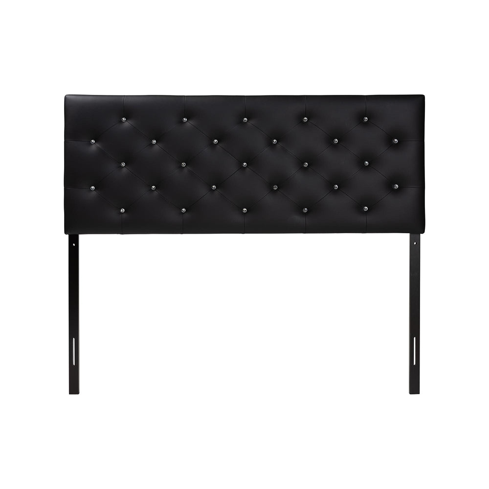 Viviana Modern and Contemporary Black Faux Leather Upholstered Button-tufted Full Size Headboard
