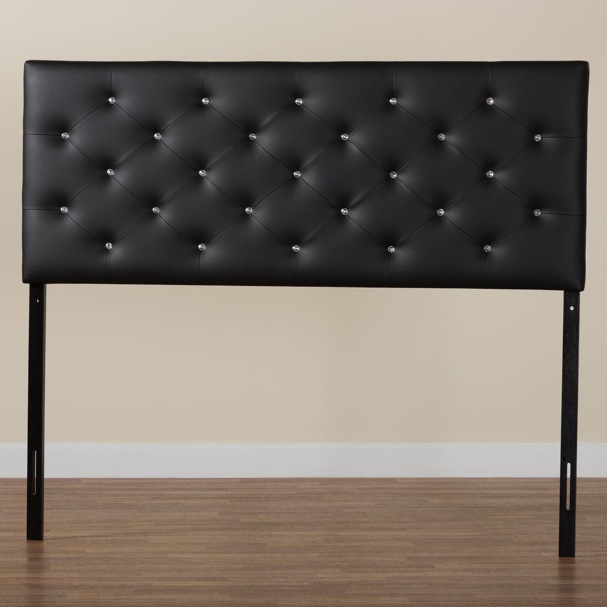 Viviana Modern and Contemporary Black Faux Leather Upholstered Button-tufted Full Size Headboard