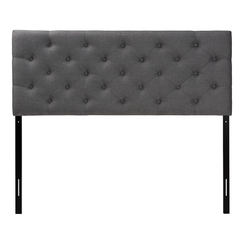 Viviana Modern and Contemporary Grey Fabric Upholstered Button-tufted Queen Size Headboard