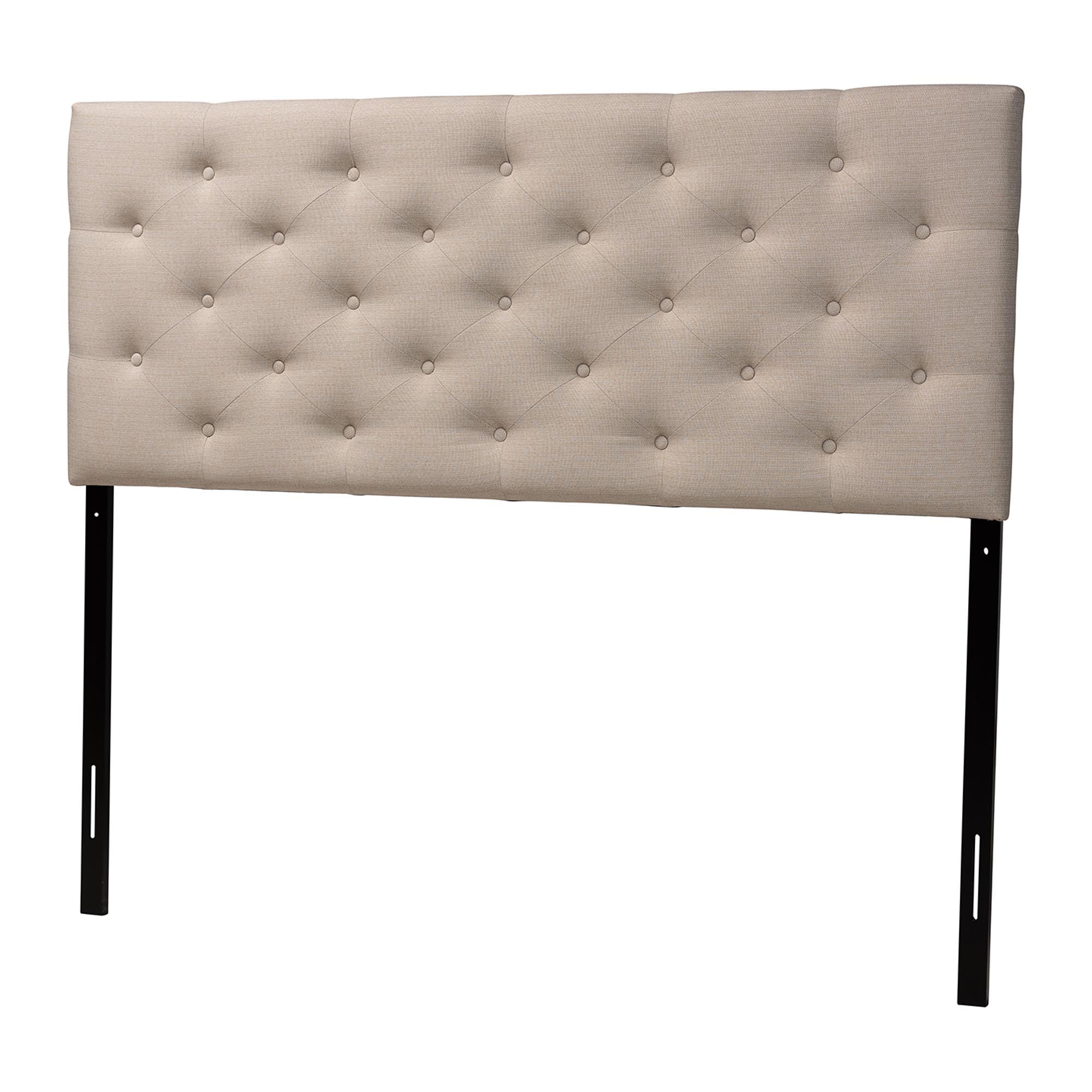 Viviana Modern and Contemporary Light Beige Fabric Upholstered Button-tufted Queen Size Headboard