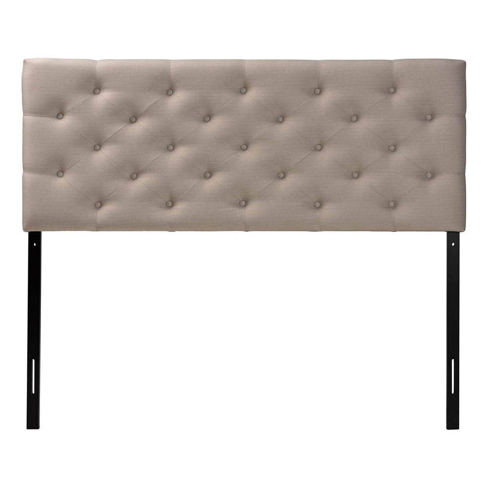 Viviana Modern and Contemporary Light Beige Fabric Upholstered Button-tufted Queen Size Headboard