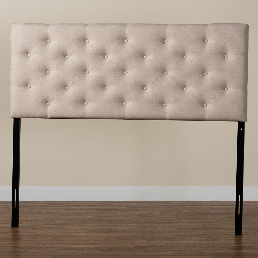Viviana Modern and Contemporary Light Beige Fabric Upholstered Button-tufted Queen Size Headboard