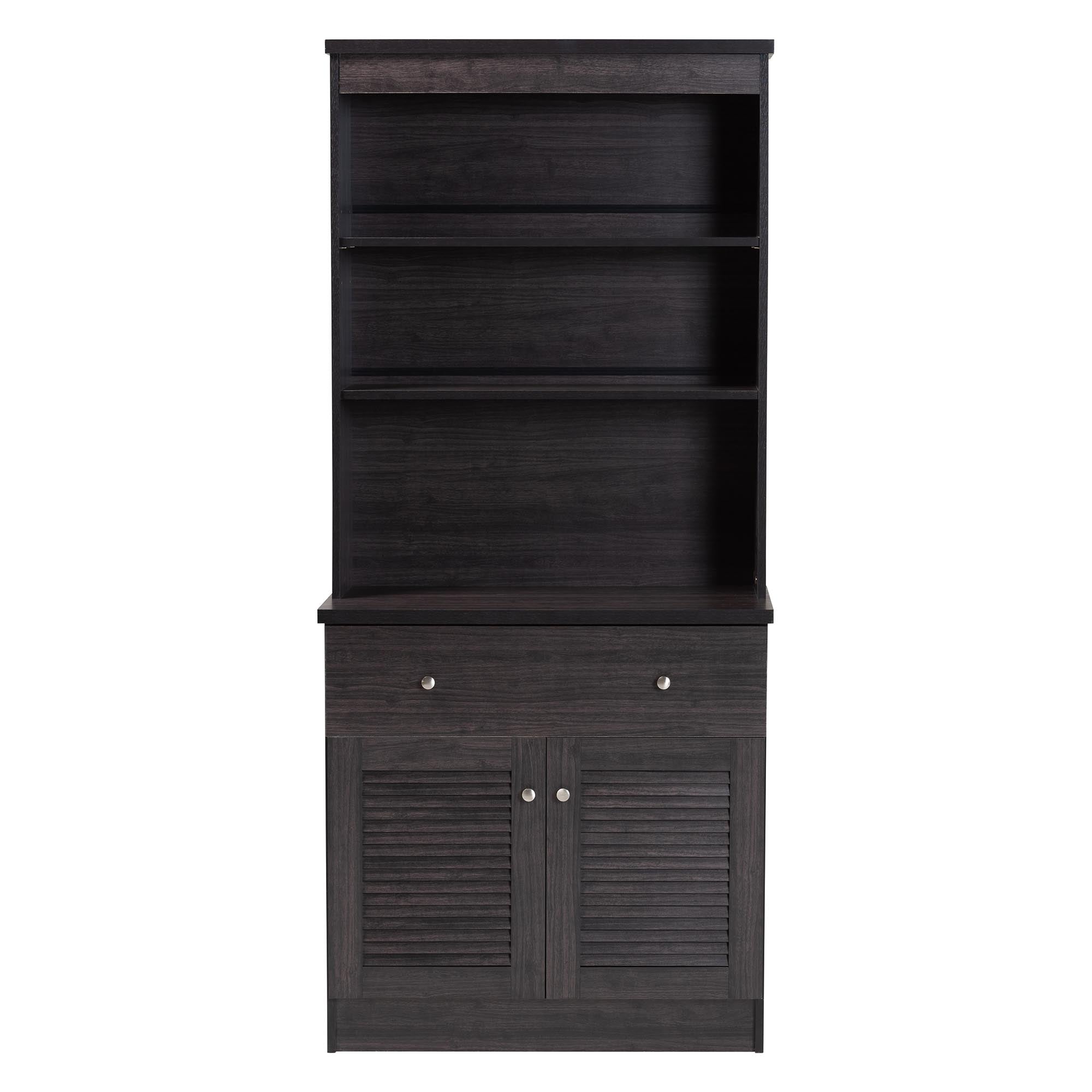 Agni Modern and Contemporary Dark Brown Buffet and Hutch Kitchen Cabinet