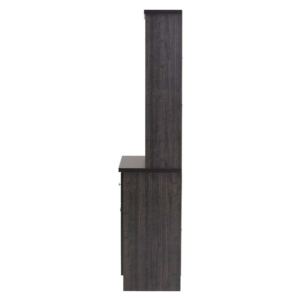 Agni Modern and Contemporary Dark Brown Buffet and Hutch Kitchen Cabinet