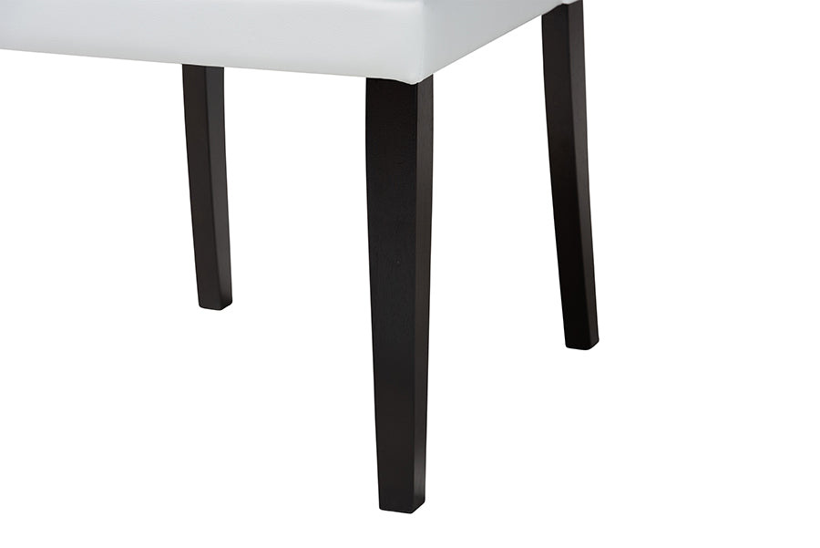 Dylin Modern and Contemporary White Faux Leather Button-Tufted Nail heads Trim Dining Chair (Set of 2)