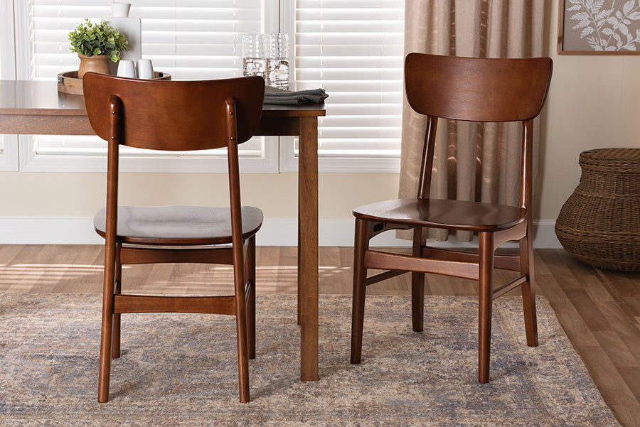 Netherlands Mid-century Modern Scandinavian Style Dark Walnut Bent Wood Dining Side Chair (Set of 2)
