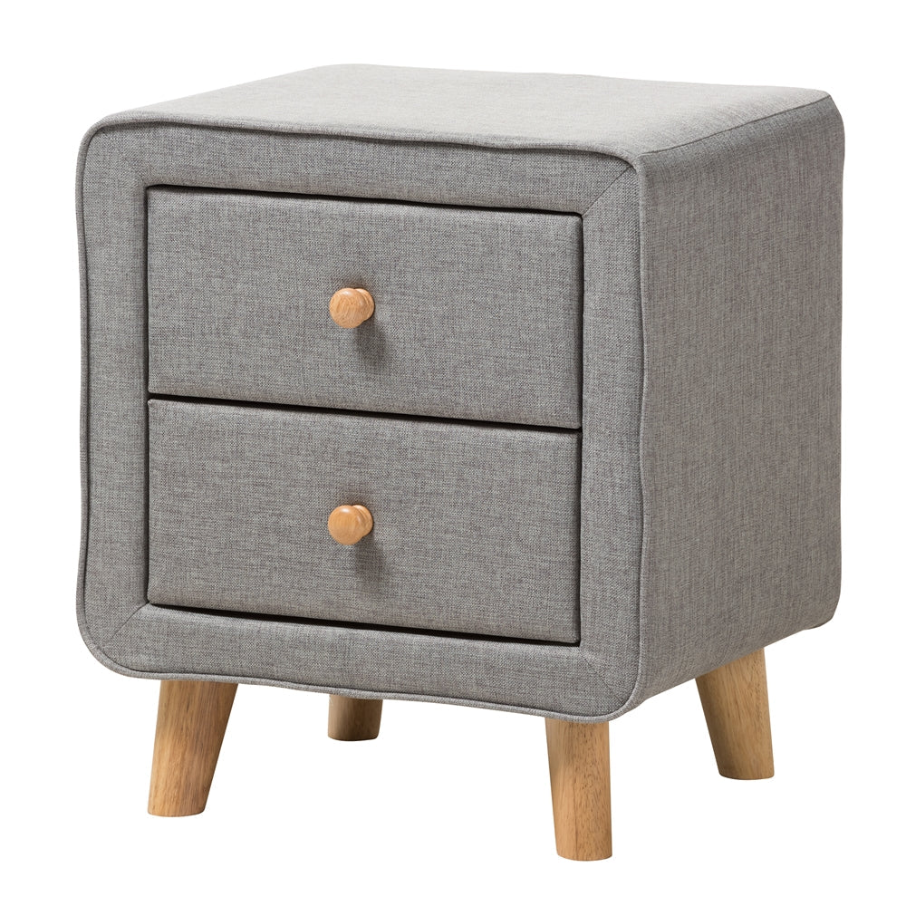 Jonesy Mid-Century Modern Transitional Grey Fabric Upholstered Full Size 3-Piece Bedroom Set