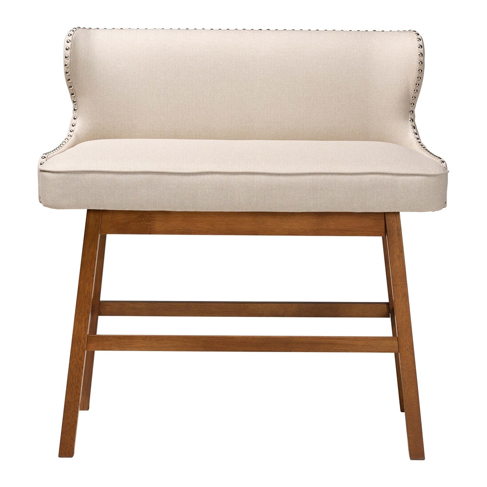 Gradisca Modern and Contemporary Light Beige Fabric Button-tufted Upholstered Bar Bench Banquette