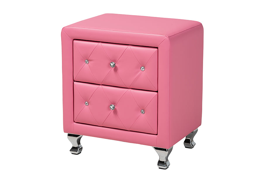Canterbury Contemporary Pink Faux Leather Upholstered Full Size 3-Piece Bedroom Set