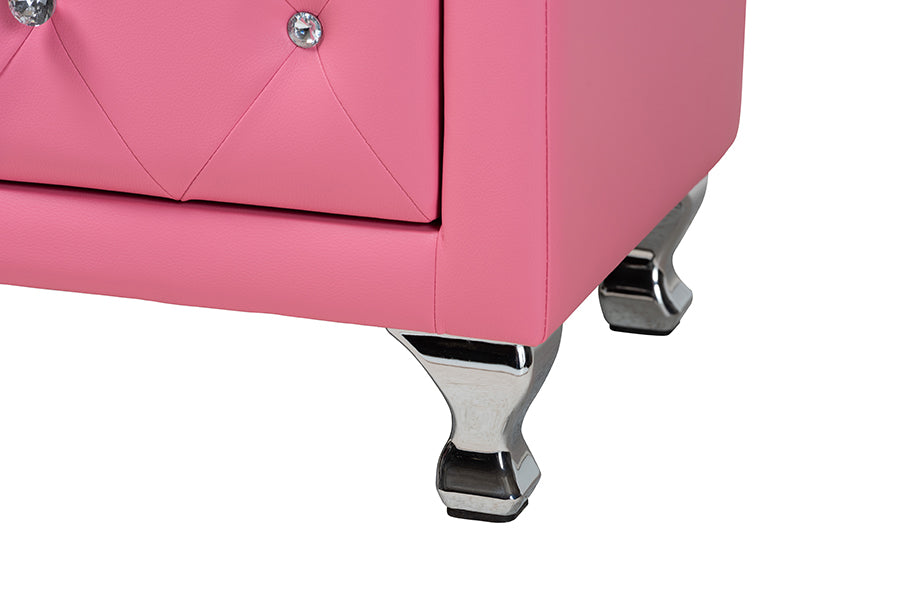 Canterbury Contemporary Pink Faux Leather Upholstered Full Size 3-Piece Bedroom Set