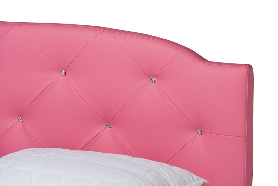 Canterbury Contemporary Pink Faux Leather Upholstered Full Size 3-Piece Bedroom Set