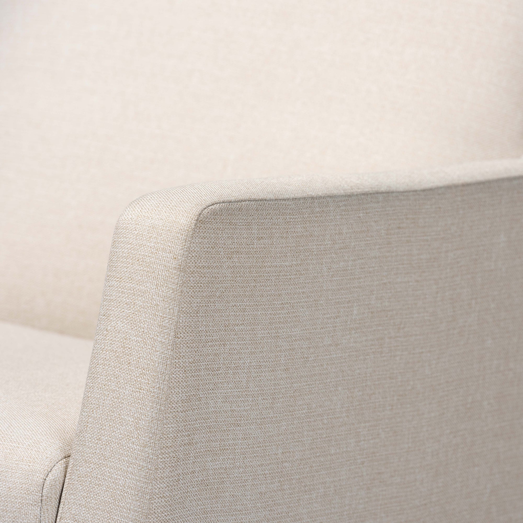 Yashiya Mid-century Retro Modern Light Beige Fabric Upholstered Rocking Chair and Ottoman Set