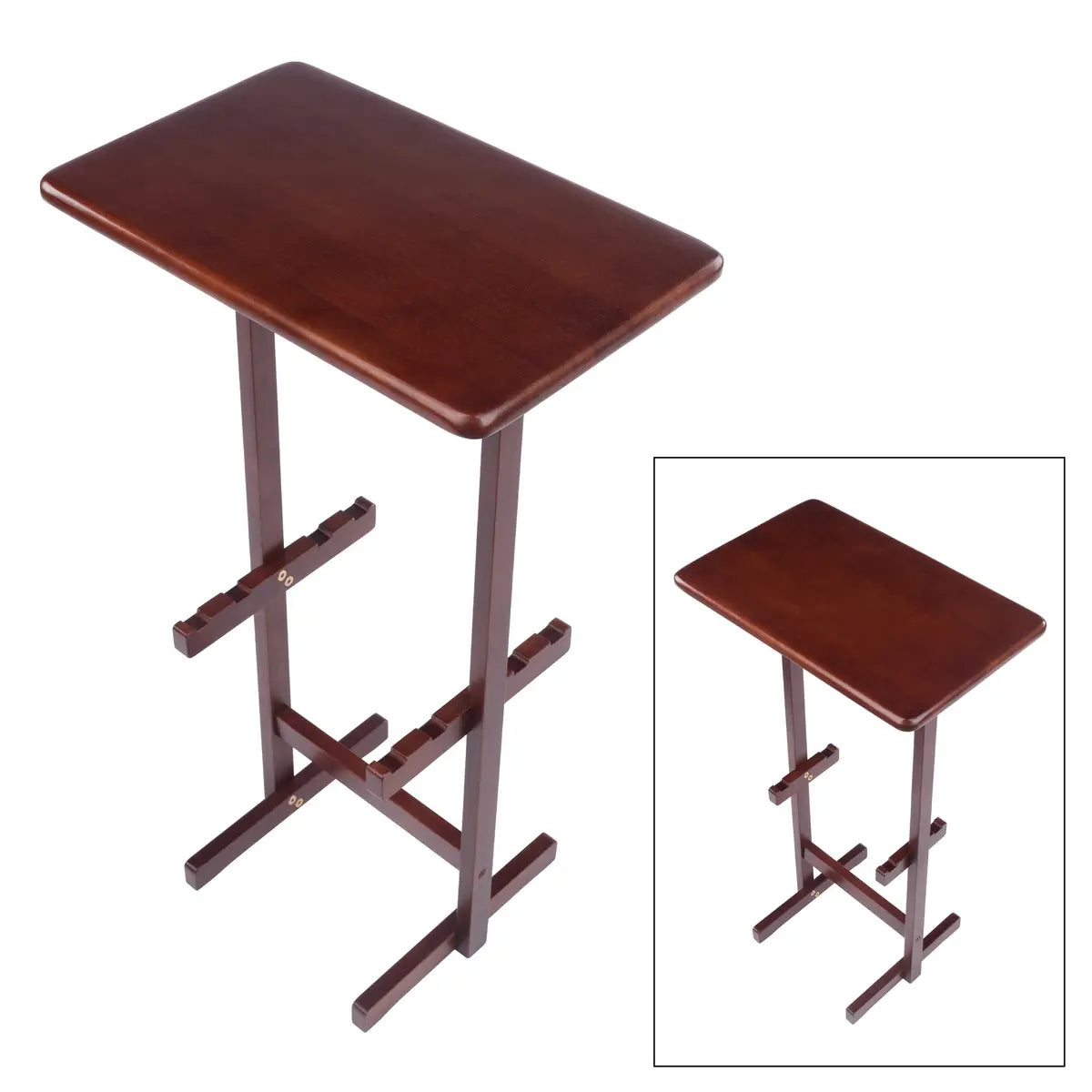 Riley Snack Table Rack, Walnut Finish