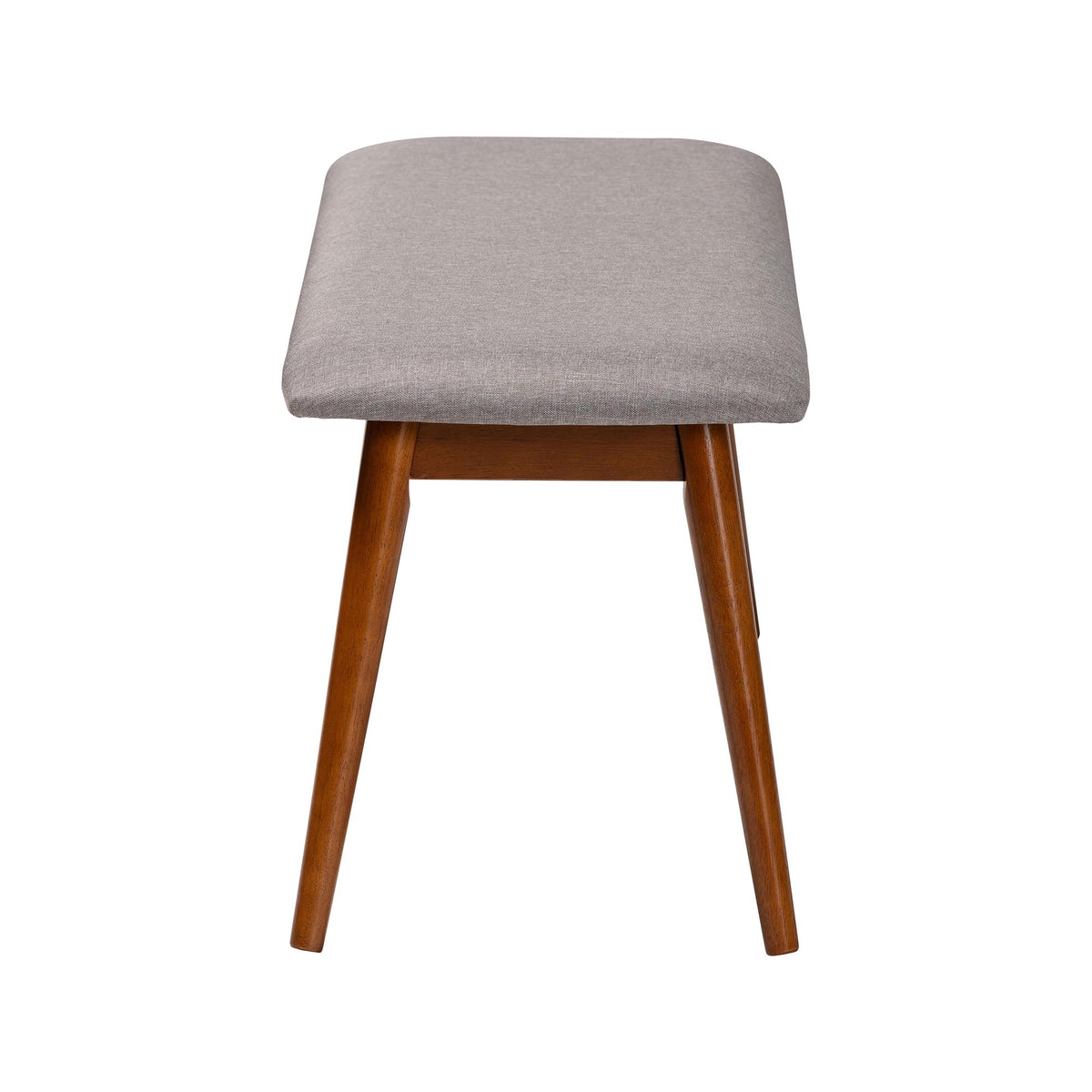 Flora Mid-Century Modern Light Grey Fabric and "Oak" Medium Brown Finishing Wood Dining Bench