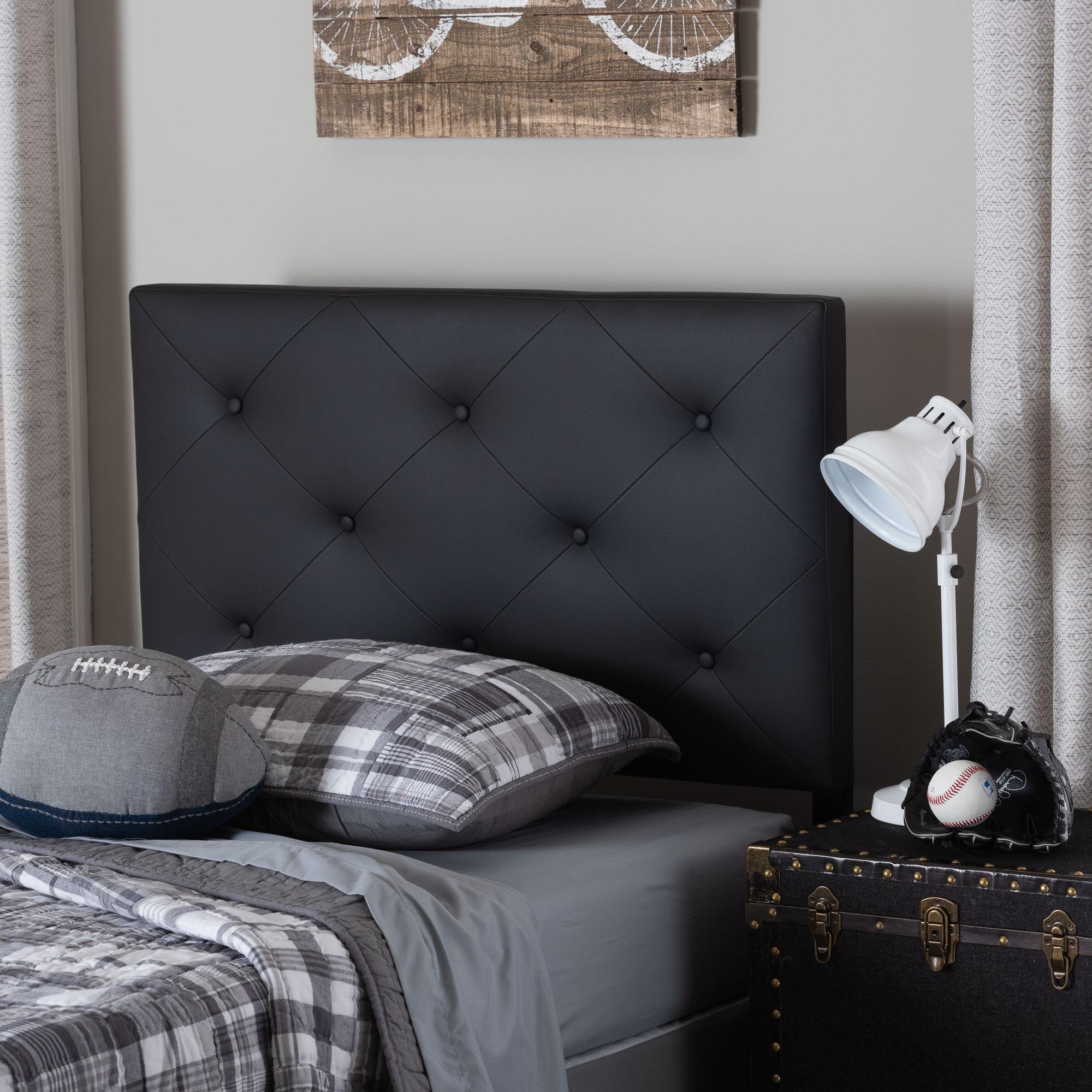Baltimore Modern and Contemporary Black Faux Leather Upholstered Twin Size Headboard