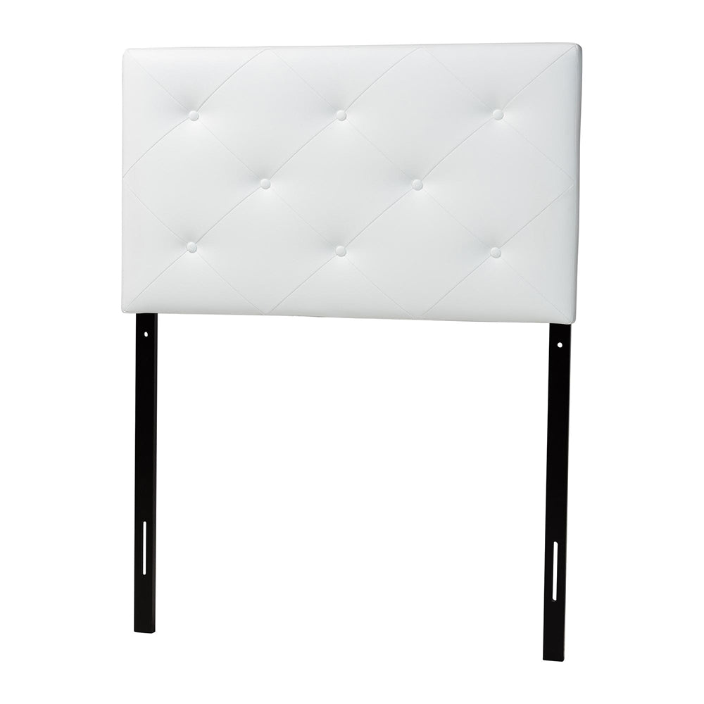 Baltimore Modern and Contemporary White Faux Leather Upholstered Twin Size Headboard