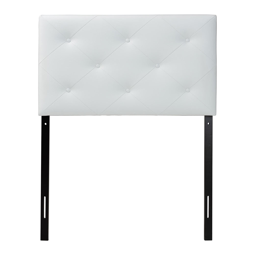 Baltimore Modern and Contemporary White Faux Leather Upholstered Twin Size Headboard