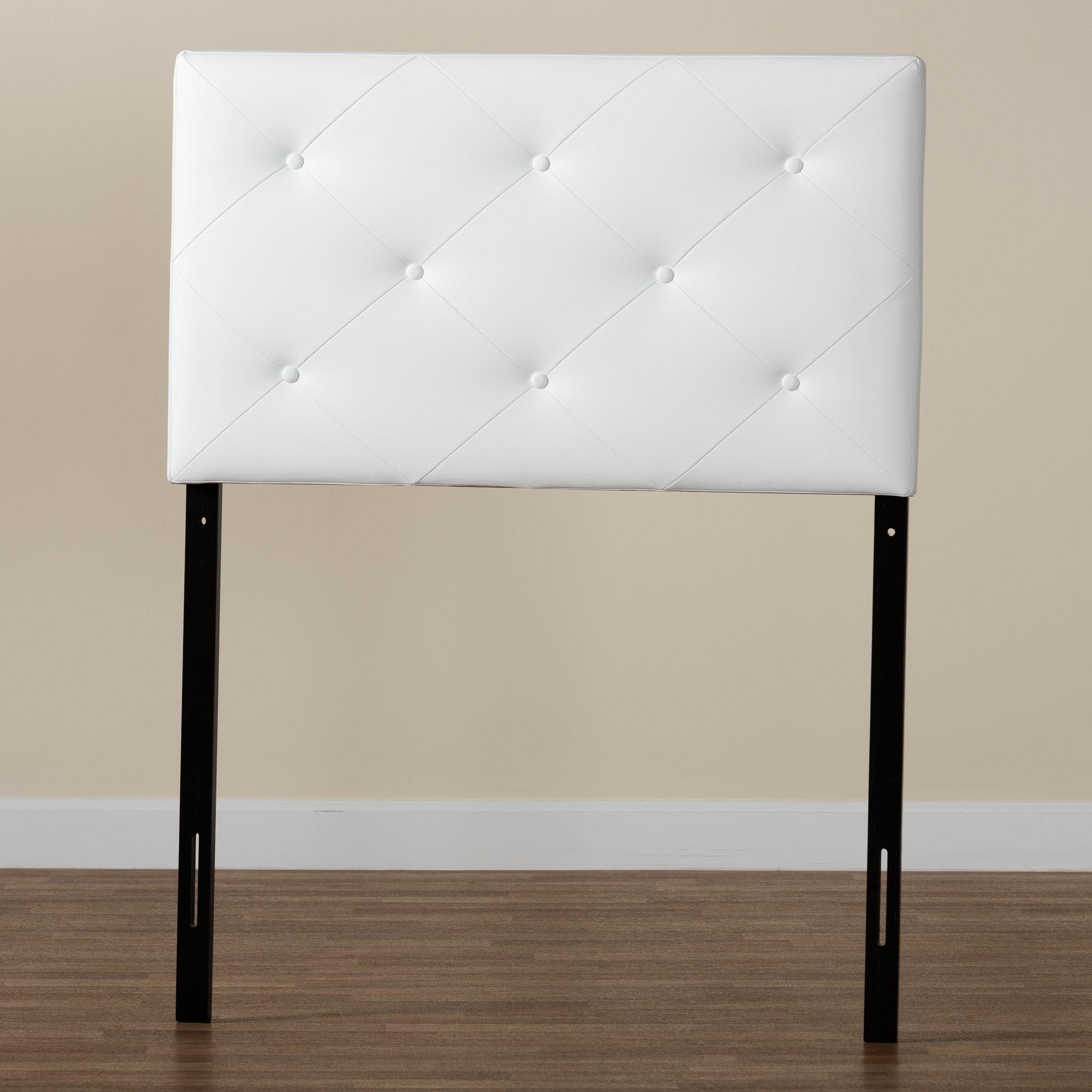 Baltimore Modern and Contemporary White Faux Leather Upholstered Twin Size Headboard