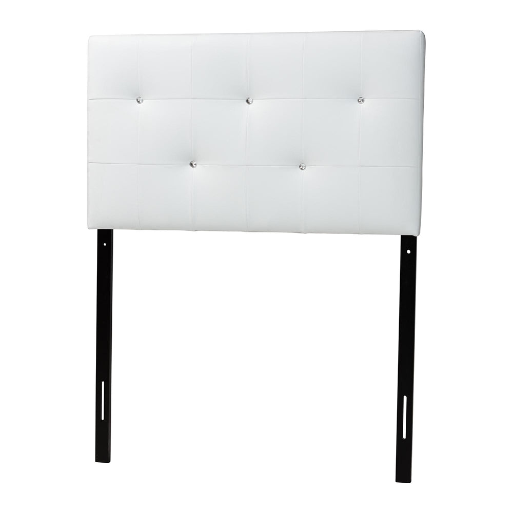 Kirchem Modern and Contemporary White Faux Leather Upholstered Twin Size Headboard