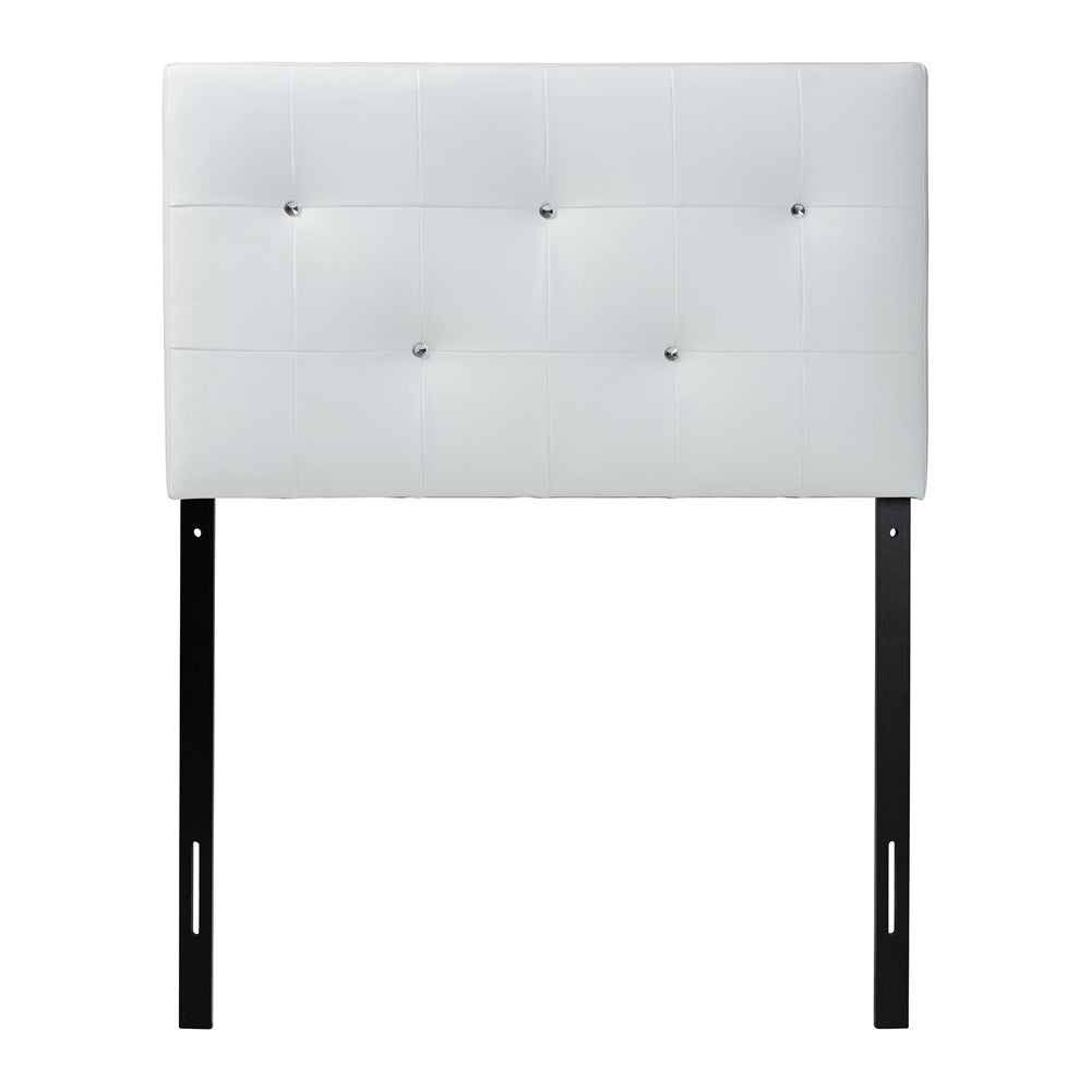 Kirchem Modern and Contemporary White Faux Leather Upholstered Twin Size Headboard