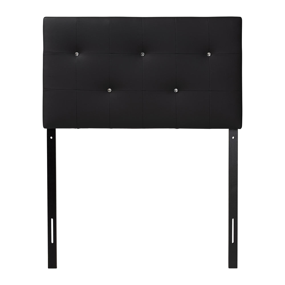 Kirchem Modern and Contemporary Black Faux Leather Upholstered Twin Size Headboard