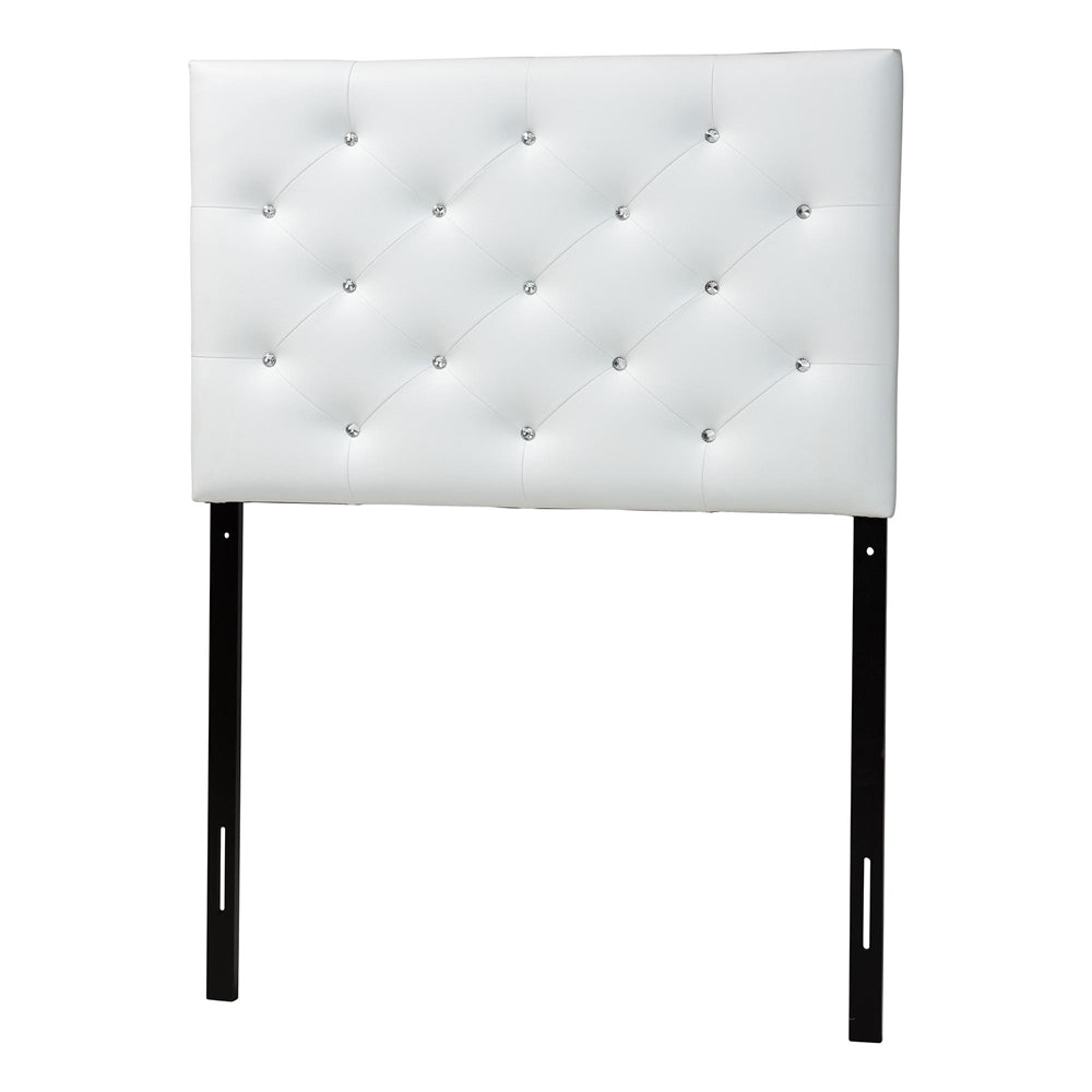 Viviana Modern and Contemporary White Faux Leather Upholstered Button-Tufted Twin Size Headboard