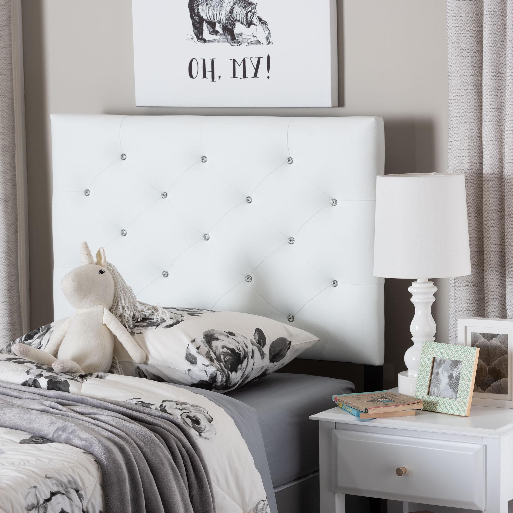 Viviana Modern and Contemporary White Faux Leather Upholstered Button-Tufted Twin Size Headboard