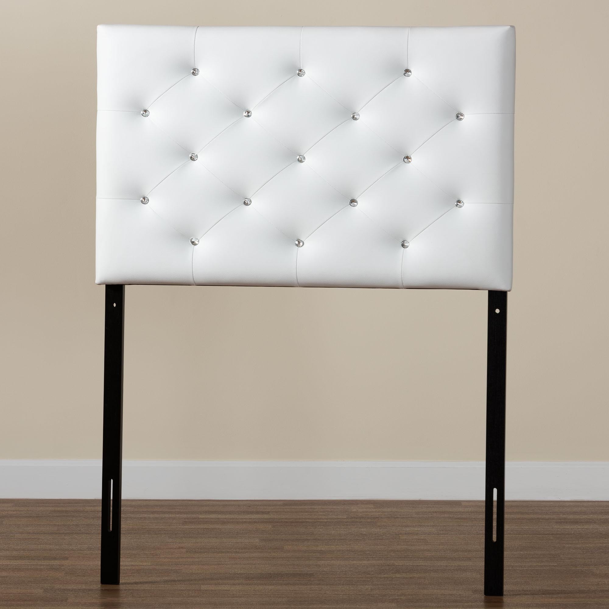 Viviana Modern and Contemporary White Faux Leather Upholstered Button-Tufted Twin Size Headboard